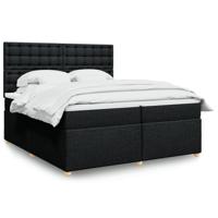 Boxspring met matras stof zwart 200x200 cm - thumbnail