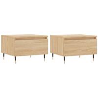 Salontafels 2 st 50x46x35 cm bewerkt hout sonoma eikenkleurig - thumbnail