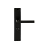 Hardbrass Deurkruk Toledo op rechthoekig langschild WC63/8 - zwart - thumbnail