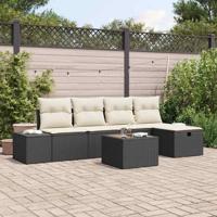 Tuinbankenset met kussen 6 pcs Zwart poly rattan - thumbnail