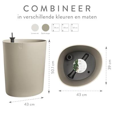 Elho Eden Aquacare High 40 - Grijs - L 43 x B 39 x H 50 cm - Binnen en Buiten - 100% gerecycled