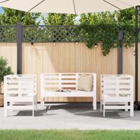 3-delige Loungeset massief grenenhout wit - thumbnail