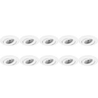 Spot Armatuur 10 Pack - Pragmi Uranio Pro - GU10 Inbouwspot - Rond - Wit - Aluminium - Kantelbaar - Ø82mm - thumbnail