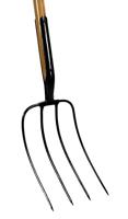 Mestvork 4 tanden houten steel 85 cm met T-greep en vaste veer verbinding - thumbnail