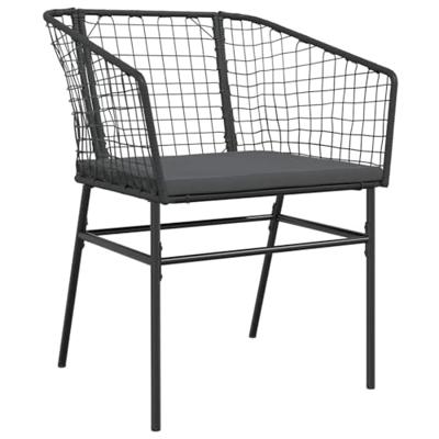 3-delige Tuinset met kussens poly rattan glas zwart