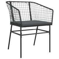 3-delige Tuinset met kussens poly rattan glas zwart - thumbnail