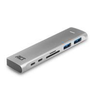 ACT USB-C Thunderbolt 3 naar HDMI female multiport adapter 4K, USB-C, 2x USB-A, cardreader, PD pass - thumbnail