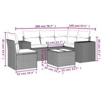 5-delige Loungeset met kussens poly rattan bruin - thumbnail