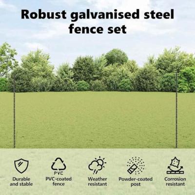 VidaXL Hek met paal grijs 1,4 x 10 m staal en pvc