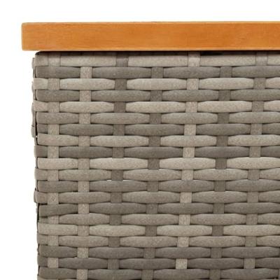 Tuintafel 70x70x25 cm poly rattan en acaciahout grijs - thumbnail