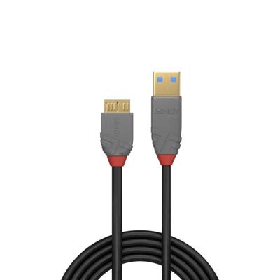 LINDY 36767 2 m USB 3.0 Type A naar Micro-B kabel, Anthra Line