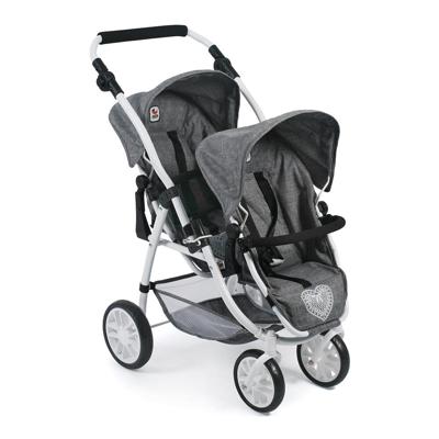 Tweeling Poppenwagen Vario - Grey Jeans