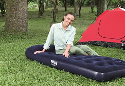 1-persoons luchtbed - 28 cm hoogte - Ingebouwd hoofdkussen - Ingebouwde voetpomp - 185x76x28 cm - Camping bed - thumbnail