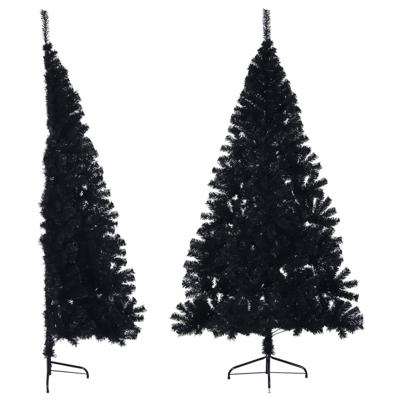VidaXL Kunstkerstboom met standaard half 210 cm pvc zwart VidaXL Kunstkerstboom met standaard half 210 cm pvc zwart