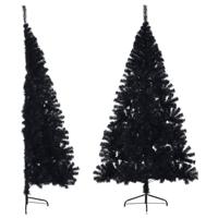 Kunstkerstboom met standaard half 210 cm PVC zwart - thumbnail