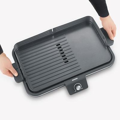 Verstelbare plancha tot 230°C - SEVERIN PG8564 - Verwijderbare antiaanbakplaat - Elektrische grill met vetopvangbak - Zwart - thumbnail