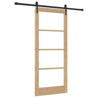 Schuifdeur met hardware set 86x198,5 cm massief dennenhout