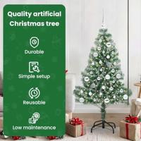 VidaXL Kunstmatige kerstboom sneeuw gevlochten met led licht 150 cm - thumbnail