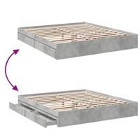 Bedframe met lades bewerkt hout betongrijs 180x200 cm - thumbnail