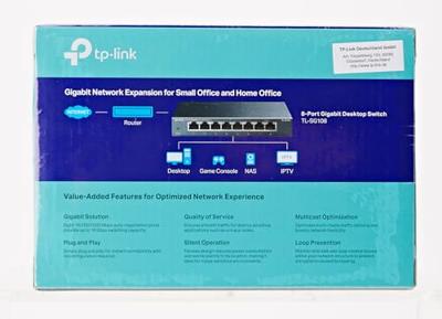 TP-Link TL-SG108 8-Port 10/100/1000Mbps Desktop Switch Switch Zwart
