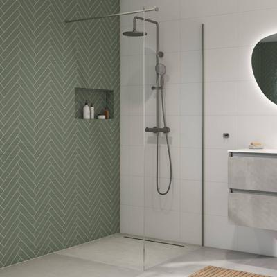 Saqu Modulo inloopdouche incl. antikalk 90x210cm geborsteld grijs