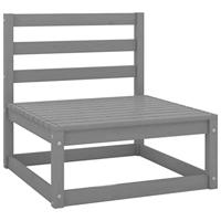 2-delige Loungeset met kussens massief grenenhout grijs - thumbnail