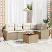 Tuinbankenset met opslag 6 pcs Beige en Crème poly rattan - thumbnail