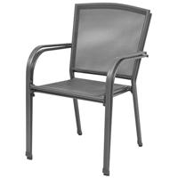 Tuinstoelen stapelbaar 2 st staal grijs - thumbnail