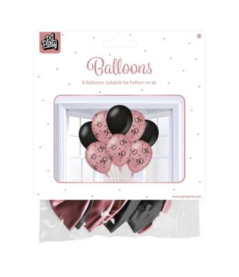 Ballonnen 40 Jaar Roze/Zwart (8st)
