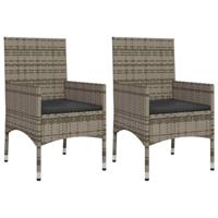 4-delige Loungeset met kussens poly rattan grijs - thumbnail