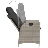 Tuinstoel verstelbaar met kussens poly rattan lichtgrijs - thumbnail