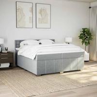 Boxspring met matras stof lichtgrijs 200x200 cm - thumbnail