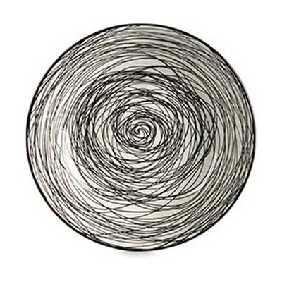 Diep bord Vessia Wit Zwart Porselein Strepen 20 x 4,7 x 20 cm (6 Stuks)