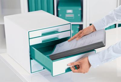 Ladenblok Leitz WOW 4 laden wit/ijsblauw