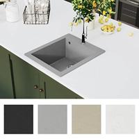 Spoelbak opbouw enkele bak graniet grijs - thumbnail