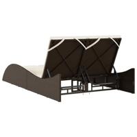 Ligbed met kussens 114x205x73 cm poly rattan bruin - thumbnail