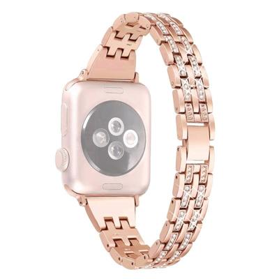 Kleurrijke diamant roestvrijstalen horlogeband voor Apple Watch serie & 44mm/3 & 2 & 1 42mm (Rose goud) Kleurrijke diamant roestvrijstalen horlogeband voor Apple Watch serie & 44mm/3 & 2 & 1 42mm (Rose goud)