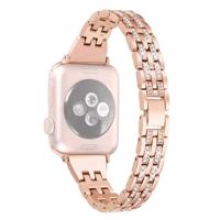 Kleurrijke diamant roestvrijstalen horlogeband voor Apple Watch serie & 44mm/3 & 2 & 1 42mm (Rose goud) - thumbnail
