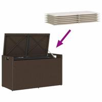 Opbergbank met kussen voor buiten 100 cm poly rattan bruin - thumbnail