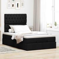Ottoman bed met matras 120x190 cm stof zwart - thumbnail