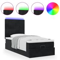 Ottoman bed met matrassen en LED's 100x200cm fluweel zwart - thumbnail