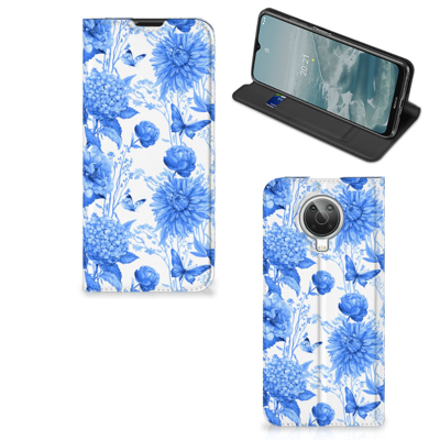 Smart Cover voor Nokia G10 | G20 Flowers Blue Smart Cover voor Nokia G10 | G20 Flowers Blue