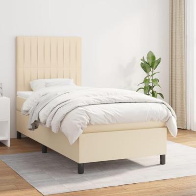 Boxspring met matras stof crèmekleurig 90x200 cm
