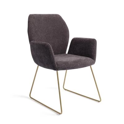 Jesper Home Misaki eetkamerstoel Almost Black slide gold