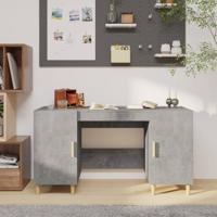 Bureau 140x50x75 cm bewerkt hout betongrijs - thumbnail