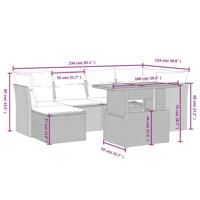 7-delige Loungeset met kussens poly rattan grijs - thumbnail