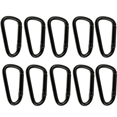 10 stuks D-vormige aluminium karabijnhaak outdoor opknoping gesp water fles Buckle (zwart)