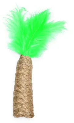 Beeztees kattenspeelgoed Jungle palmboom touw/veren 20x4x3cm bruin/groen