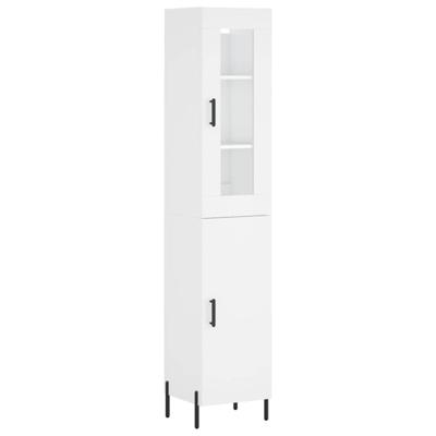 Hoge kast 34,5x34x180 cm bewerkt hout wit