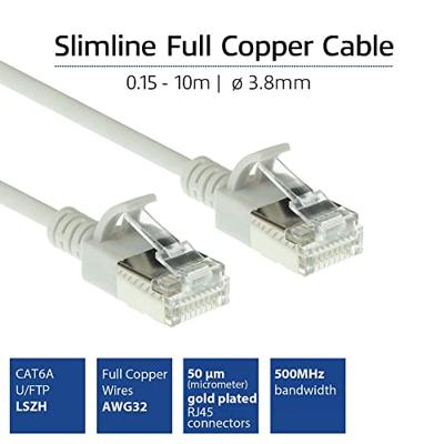 ACT Grijze 10 meter LSZH U/FTP CAT6A datacenter slimline patchkabel snagless met RJ45 connectoren ACT Grijze 10 meter LSZH U/FTP CAT6A datacenter slimline patchkabel snagless met RJ45 connectoren